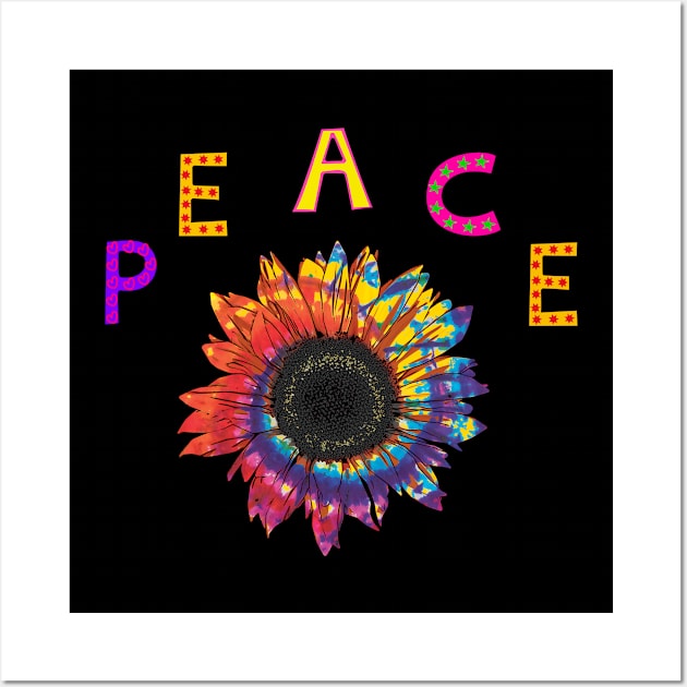 Peace with colorful sunflower Wall Art by JodyzDesigns